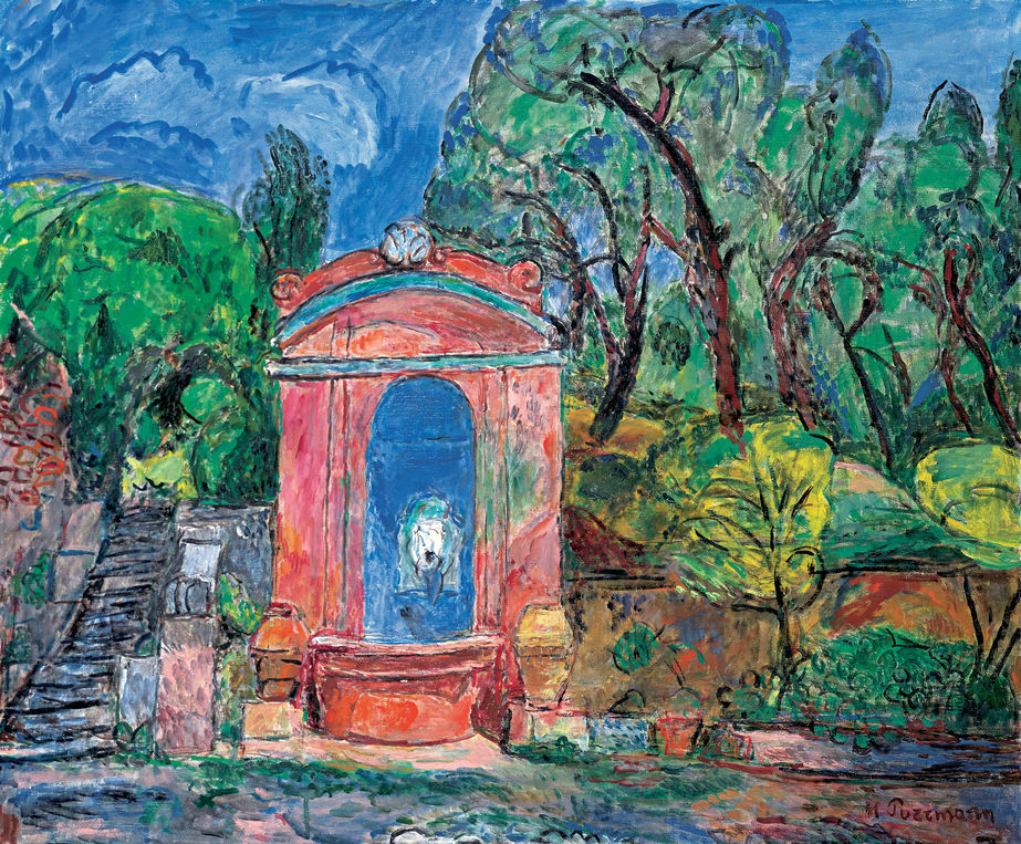 Hans Purrmann: Barockbrunnen im Hof der Villa Le Lagore, 1965 (1965/05).