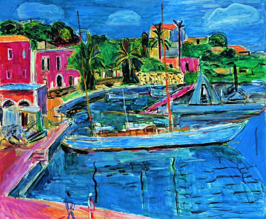 Hans Purrmann: Segelboot im Hafen, 1957 (1957/09).